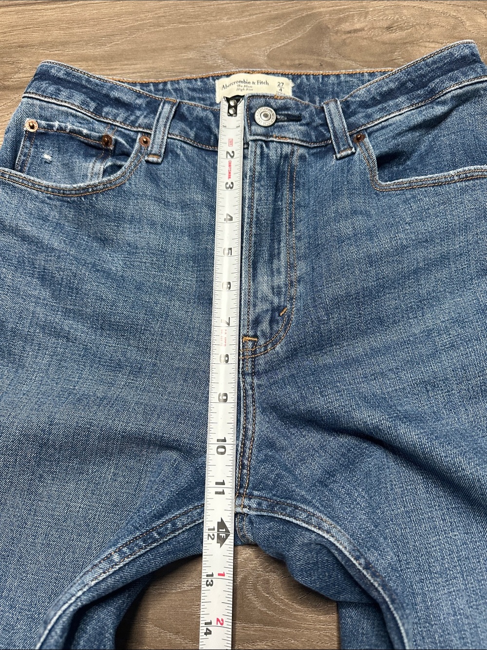 Abercrombie & Fitch The Mom‎ High Rise Curve Love Stretch Blue Ankle Jeans 27 - Picture 9 of 11